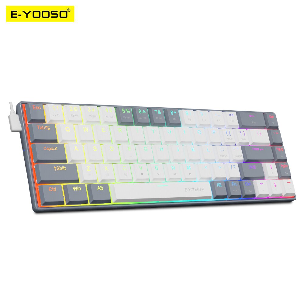 Pc Gaming Pink - E-YOOSO A68 RGB Keyboard Gaming, kawat
