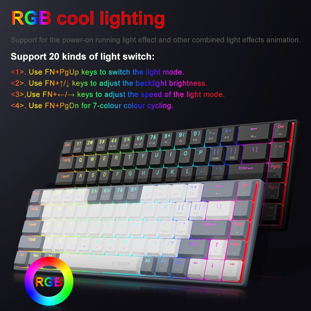 E-YOOSO A68 RGB Keyboard Gamin - Pc Gaming Pink ulasan dan harga